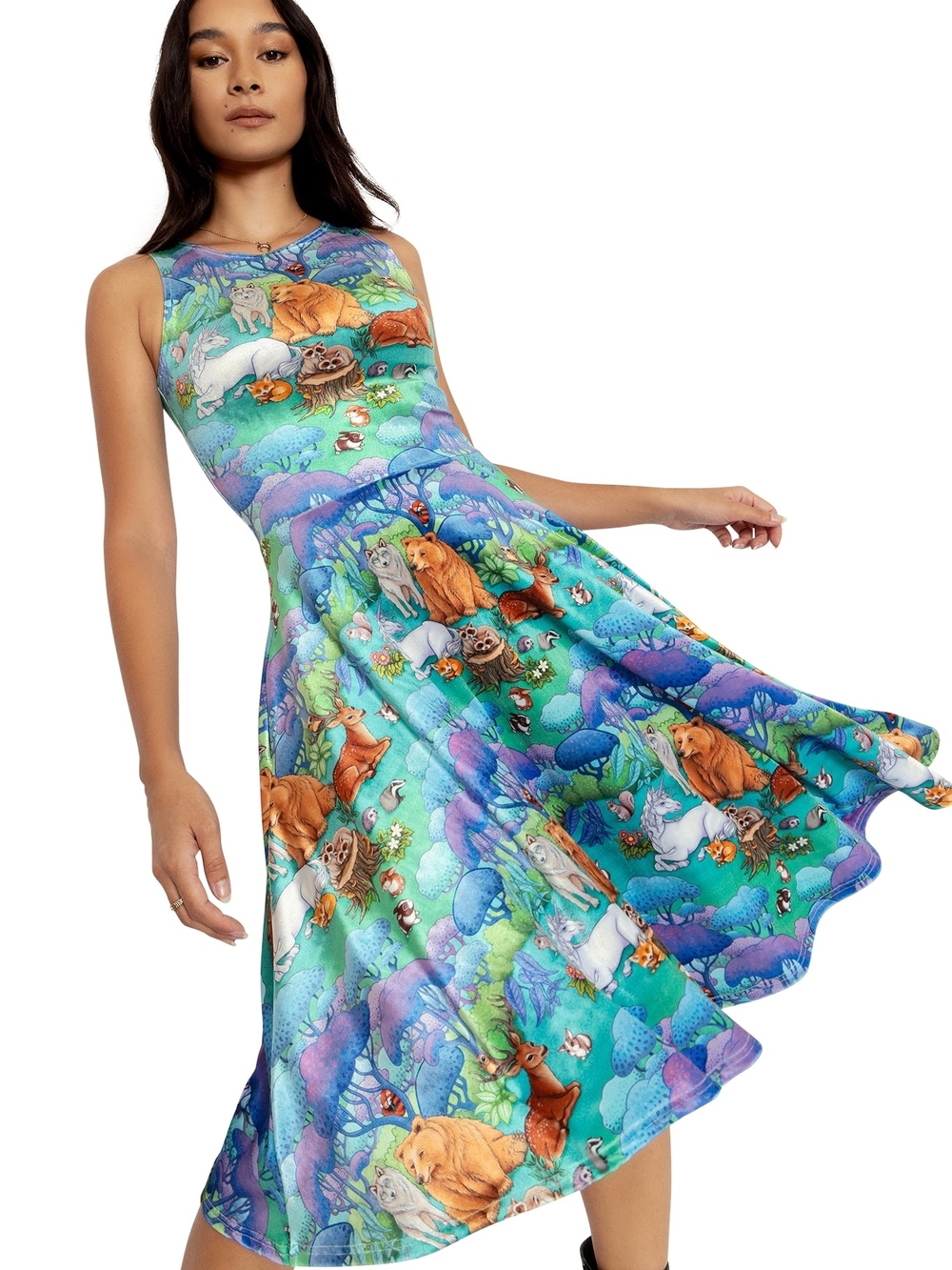 Blackmilk L Into The Woods Velvet Princess Midi Dress